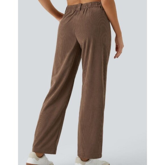 Halara Acorn Brown Corduroy Pleated Zip Up Pants With Pockets Size XS - Picture 4 of 9